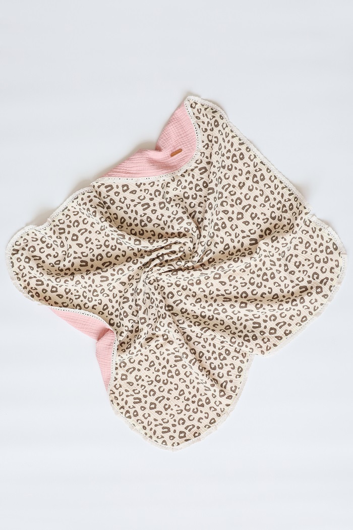 Одеяла и пледы Муслиновый плед Lint Leo, розово-леопардовый MagBaby
