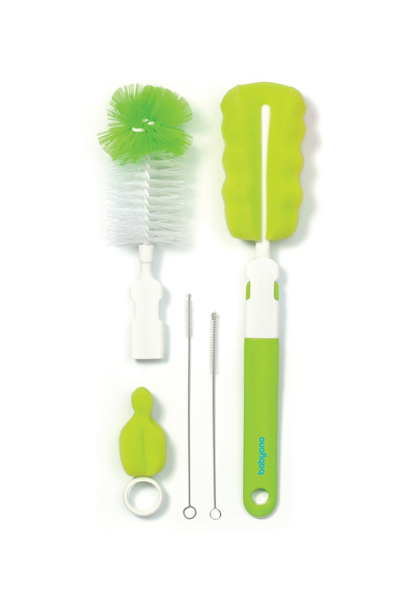 Аксессуары для бутылочек Йоршики (комплект) для мытья бутылок со сменной ручкой, зеленый, BabyOno