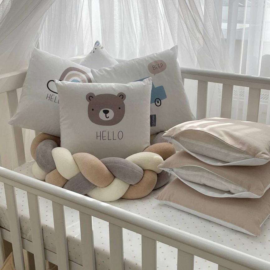 Постільна білизна Комплект постільної білизни для новонародженого Арт Дизайн Hello,Bear, капучино, Маленька Соня