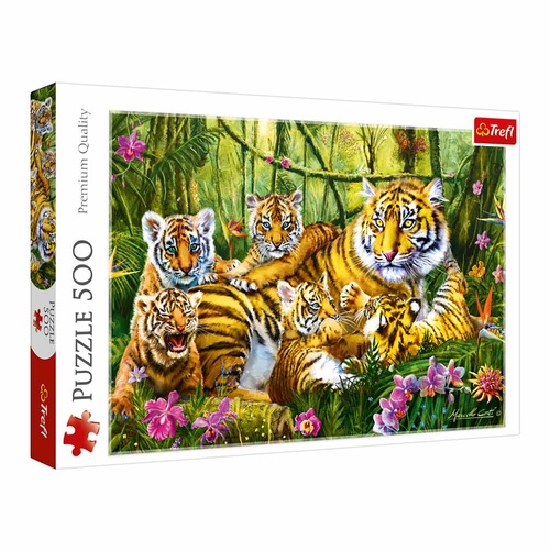 Пазли, мозаїка Пазли - (500 елм.) - "Сім'я тигрів" , Trefl