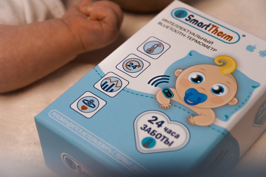 Детская аптечка  Интеллектуальный bluetooth-термометр, голубой, SmartTherm