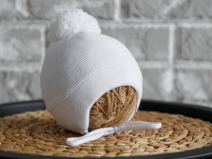 Вязанная шапка для новорожденных Albie на махре, белая, MagBaby