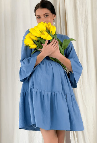 Платье для беременных и кормящих мам, деним, To be, Голубой, 42, Голубой