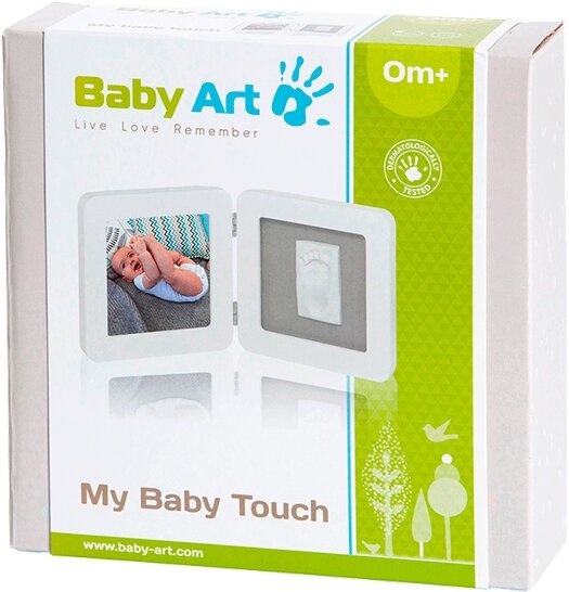 Беби Арт - памятные подарки Двойная рамка для отпечатков детской ручки и ножки Белая, Baby Art