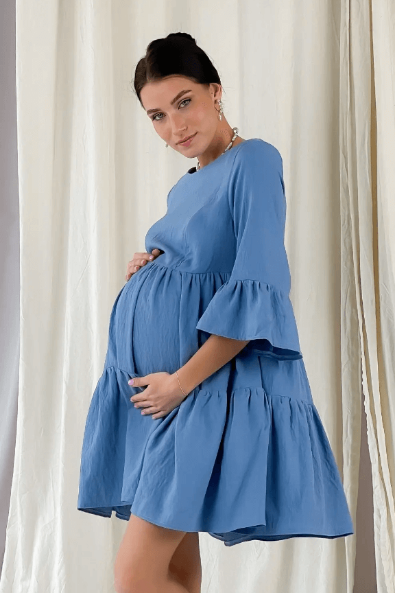 Платье для беременных и кормящих мам, деним, To be, Голубой, 42, Голубой