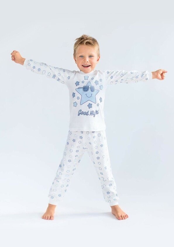 Пижама интерлок детская для мальчика Звезды, Модный карапуз, 86