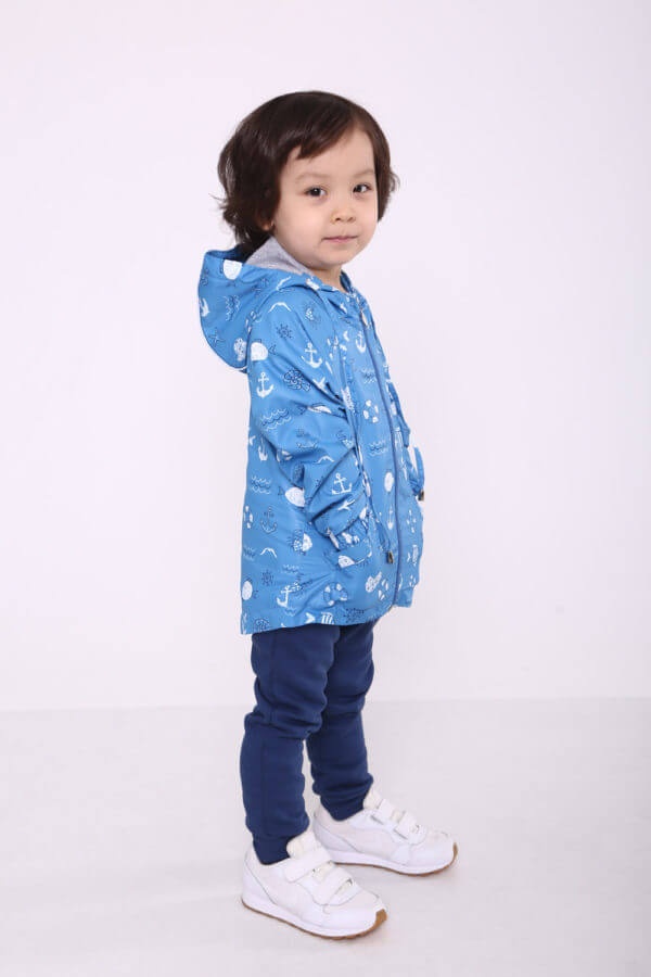 Куртка-вітровка дитяча, блакитна, Модний карапуз, Блакитний, 86
