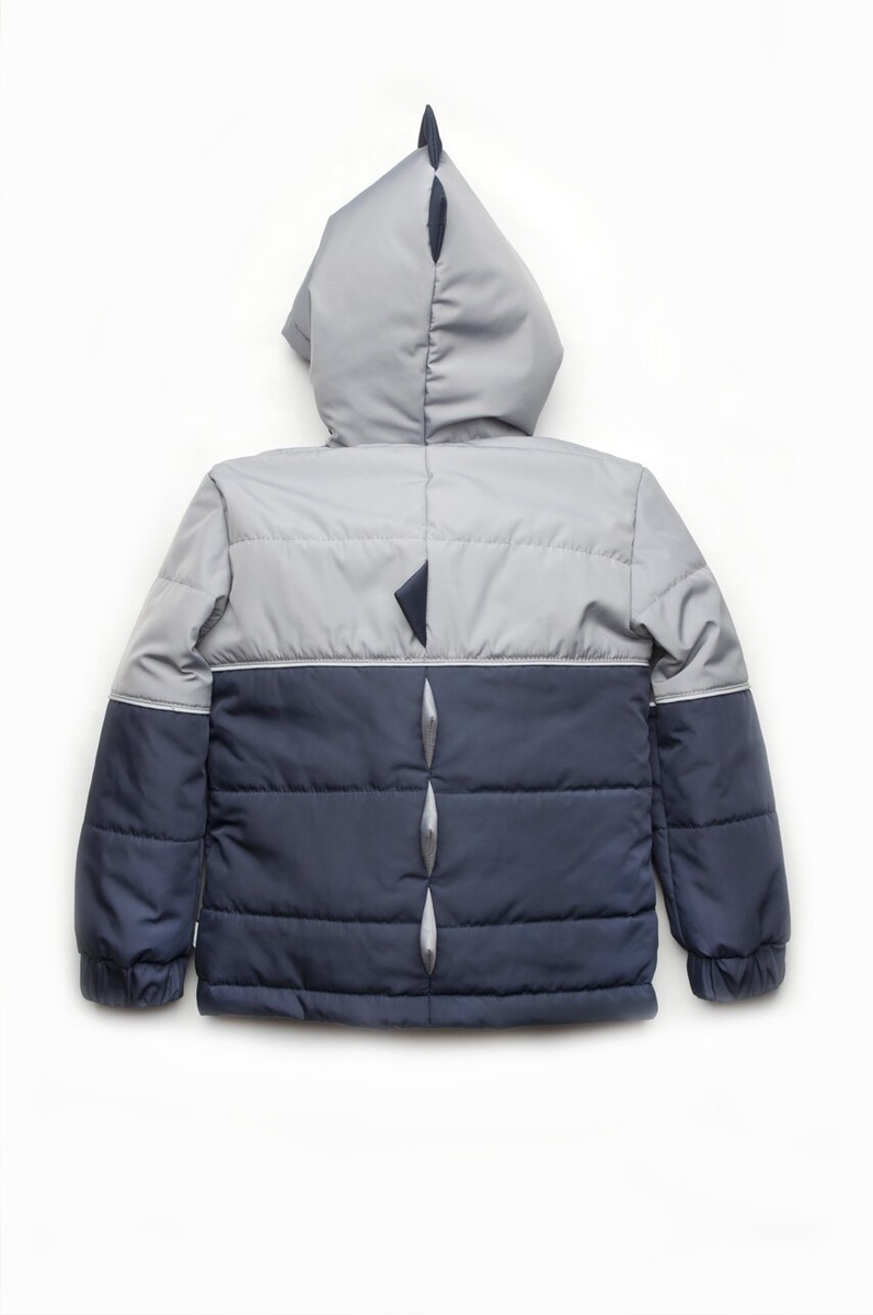 Куртки и пальто Куртка для мальчика Дино, сине-серая, Модный карапуз