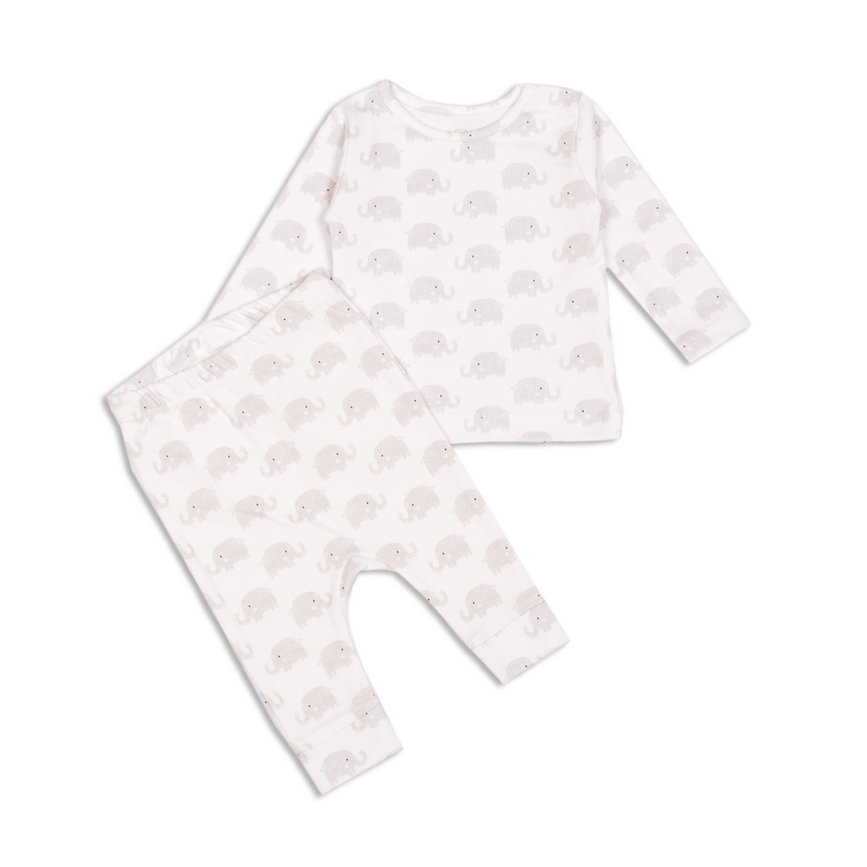 Комплекты Комплект для новоражденных 2 предмета (кофточка, штанишки), слоны, белый, ТМ Фламинго