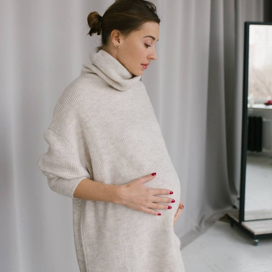 Свитшоты, худи Свитер удлиненный для беременных 2021, молочный, DISMA