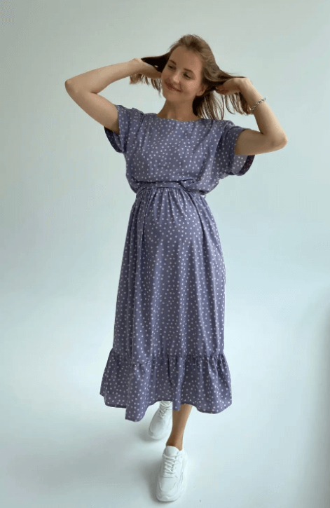 Платье для беременных и кормящих мам 4337748 деним, To be, Сине-фиолетовый, 42