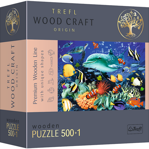 Пазлы, мозаика Пазлы фигурные из дерева - (500+1 элм.) - "Морская жизнь" , Trefl