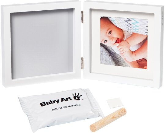 Беби Арт - памятные подарки Двойная рамка для отпечатков детской ручки и ножки Бело-серая, Baby Art
