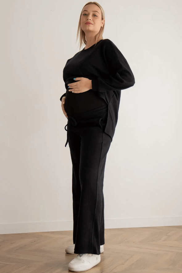 Штаны Трикотажный костюм: джемпер и штаны палаццо для беременных, 4420153-4, черный, To be