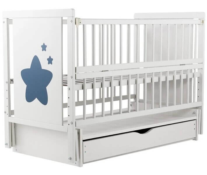Кроватки Кровать Дубок Звездочка с ящиком 9800-DZS-01, белый, Twins