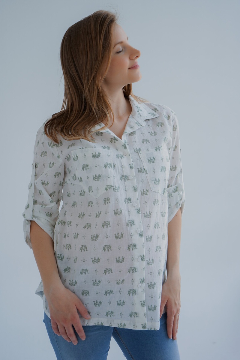Блузи, сорочки Блуза (рубашка) для вагітних і годуючих мам 4241715 оливковий, To be