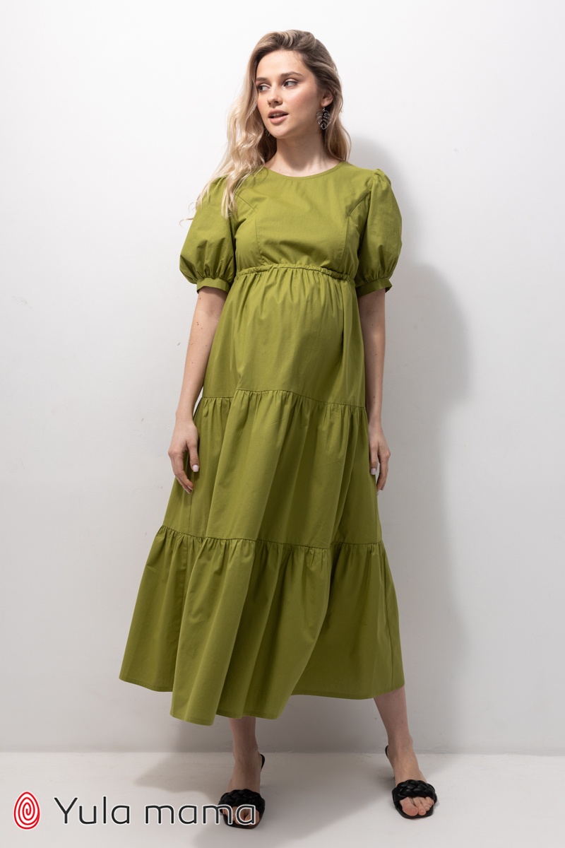 Платье для беременных и кормящих мам PARIS, оливковый, Юла мама, Оливка, S
