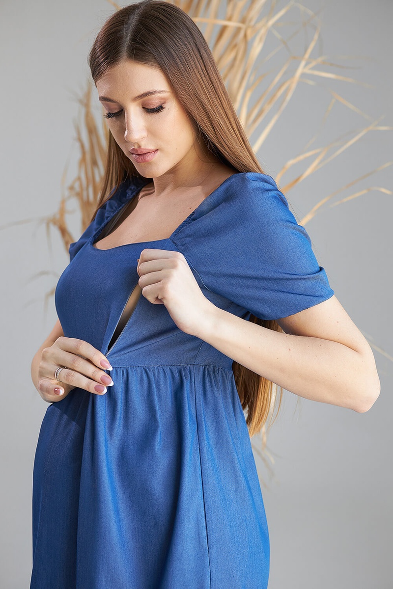 Платье для беременных и кормящих мам джинсовое, ТМ Dianora, Синий, S