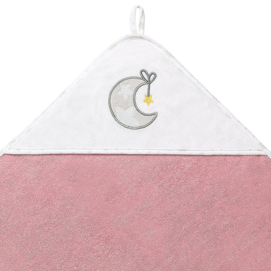 Рушники Рушник махровий з капюшоном Місяць 76х76 см, рожевий, BabyOno