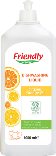 Органическая бытовая химия Органическое средство для мытья посуды (апельсиновое масло), 1л, Friendly organic