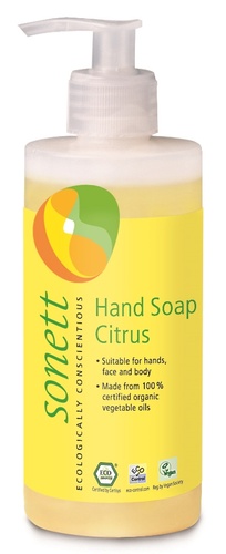 Мыло, гели Органическое жидкое мыло Лимон для мытья рук и тела, 300мл, Sonett