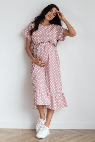 Платье-миди для беременных и кормящих 4337760, пудра, To be, Пудра, 42
