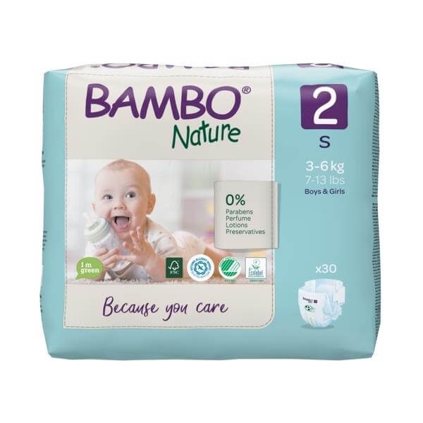 Подгузники Эко Подгузники Bambo Nature 2 (3-6 кг), 30 шт. , Bambo Nature