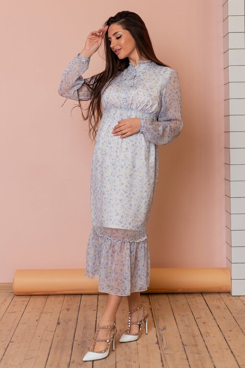 Платье для беременных и кормящих мам небесно-голубой, To be, Голубой, 48