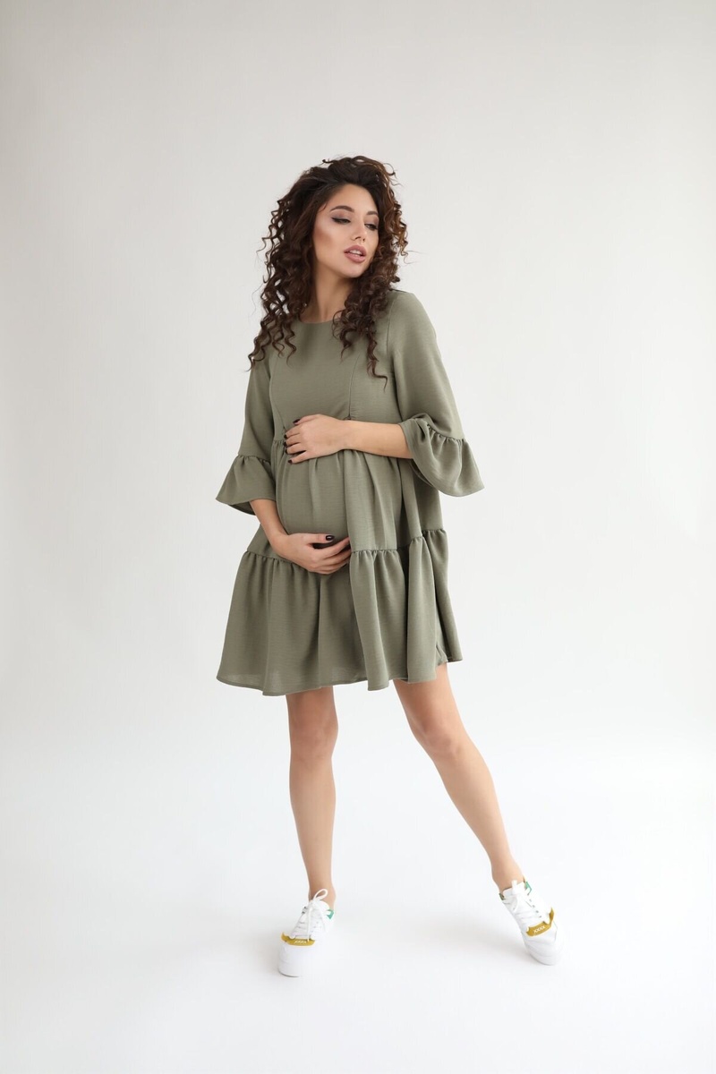 Платье для беременных и кормящих мам, To be, Оливковый, 42