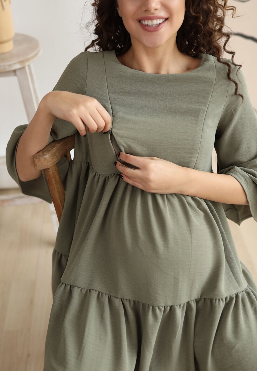 Сукня для вагітних і годуючих мам, To be, Оливковый, 42
