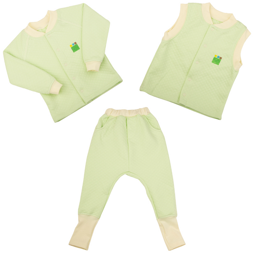 Спортивные костюмы Детский комплект 3в1 одежда ЭКО ПУПС Jersey Style капитон, (кофта, брюки, жилетка (салатовый)), ЭКО ПУПС
