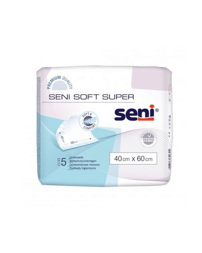 Одноразові пелюшки Гігієнічні одноразові пелюшки універсальні Soft Super 40х60, 5шт, Seni