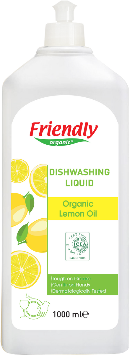 Органічна побутова хімія Органічний засіб для миття посуду (лимон), 1л, Friendly organic