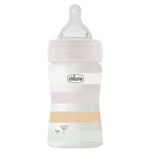 Бутылочки Бутылочка пластик Chicco Well-Being Colors, розовая, 150мл, соска силикон, 0м+, Chicco