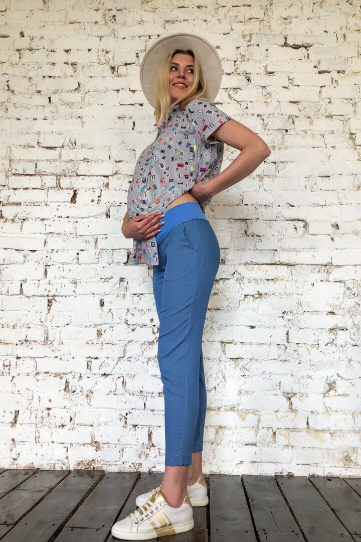 Штаны Стильные брюки для беременных, синие, ТМ Dianora