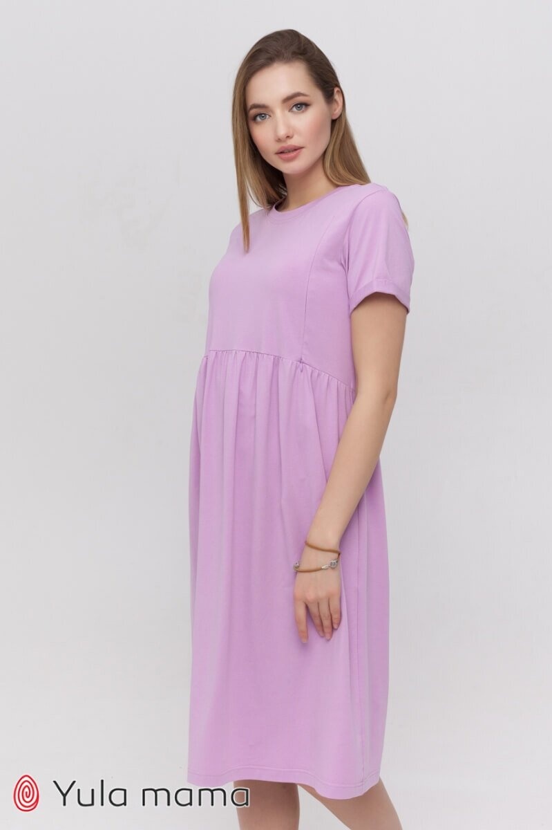 Платье-футболка для беременных и кормящих SOPHIE, лаванда, Юла Мама, Сиреневый, S