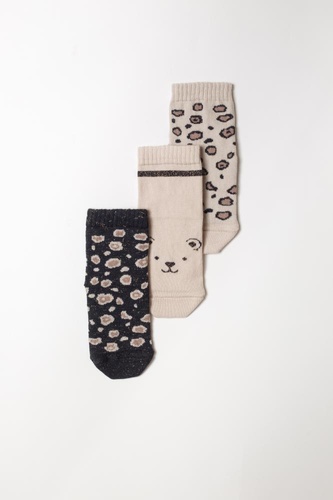 Носочки Носочки детские Леопард набор 3 шт, черный, бежевый, Мамин Дом