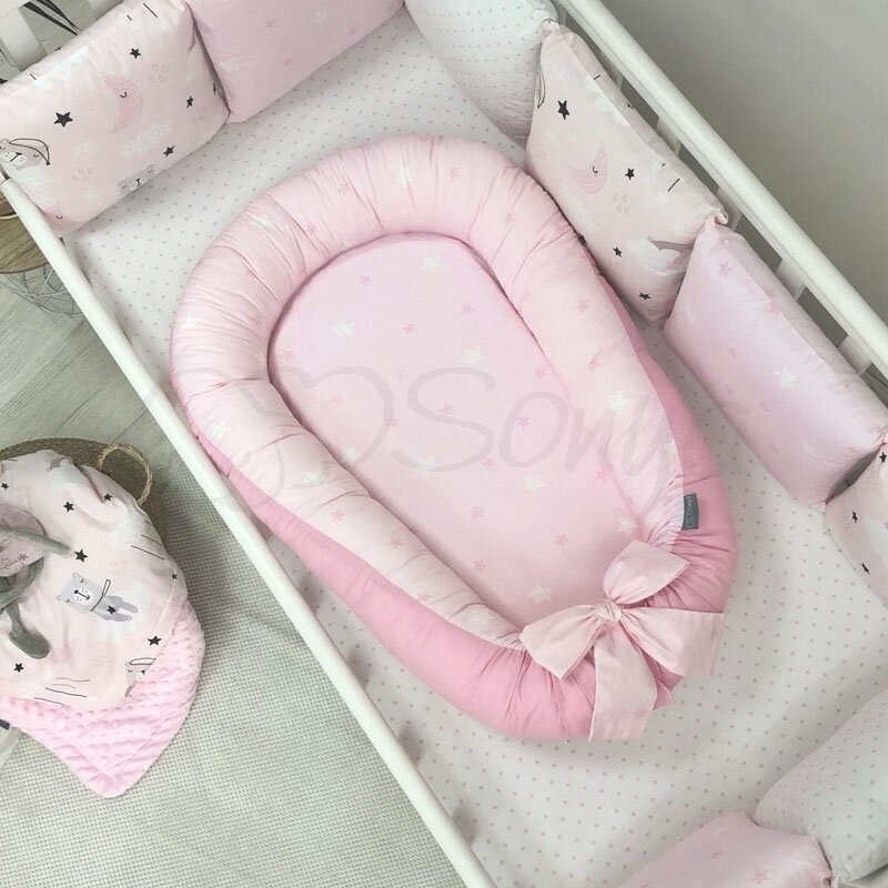 Постелька Комплект Baby Design Коты в облаках, стандарт, 6 элементов, серый, Маленькая Соня