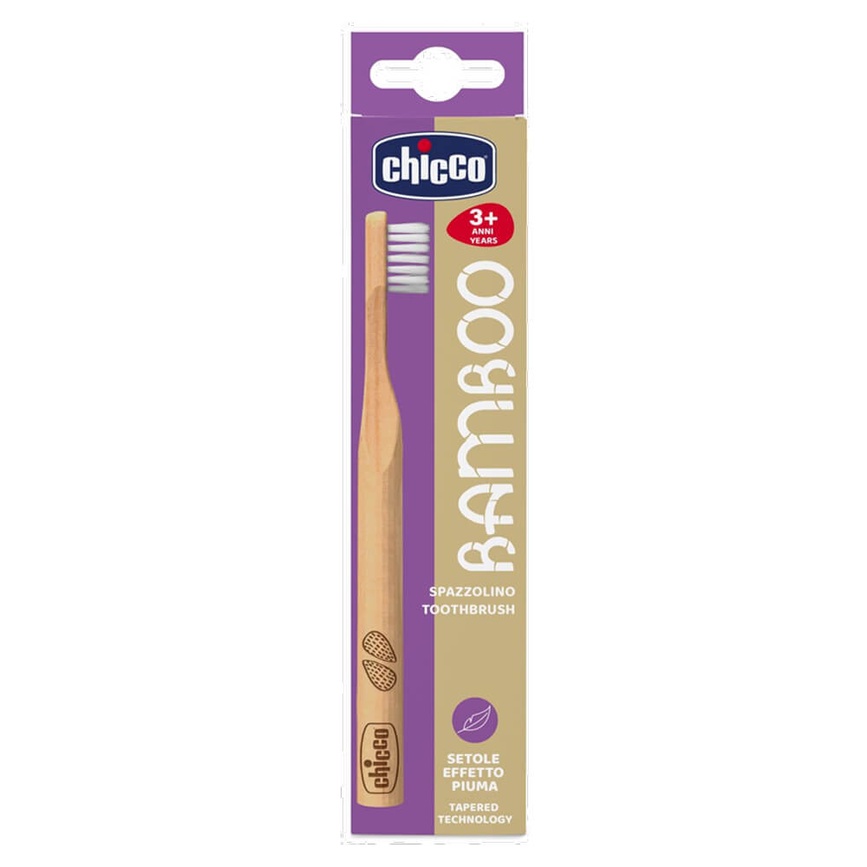 Щітка для зубів бамбукова дитяча від 3 років, фіолетова, Chicco