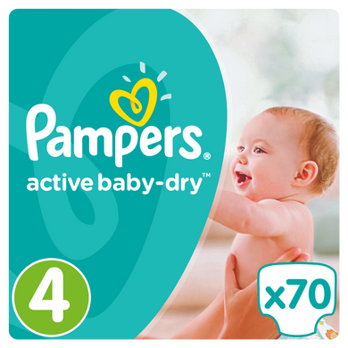 Подгузники Подгузники Active Baby-Dry Размер 4 (Maxi) 8-14 кг, 70 шт, Pampers