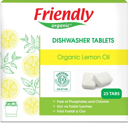 Органічна побутова хімія Органічні таблетки для посудомийної машини (лимон), 25 табл., Friendly organic