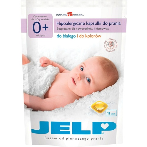 Рідкі засоби для прання Гіпоалергенні капсули JELP 0+ для прання білого та кольорового 11 шт, JELP