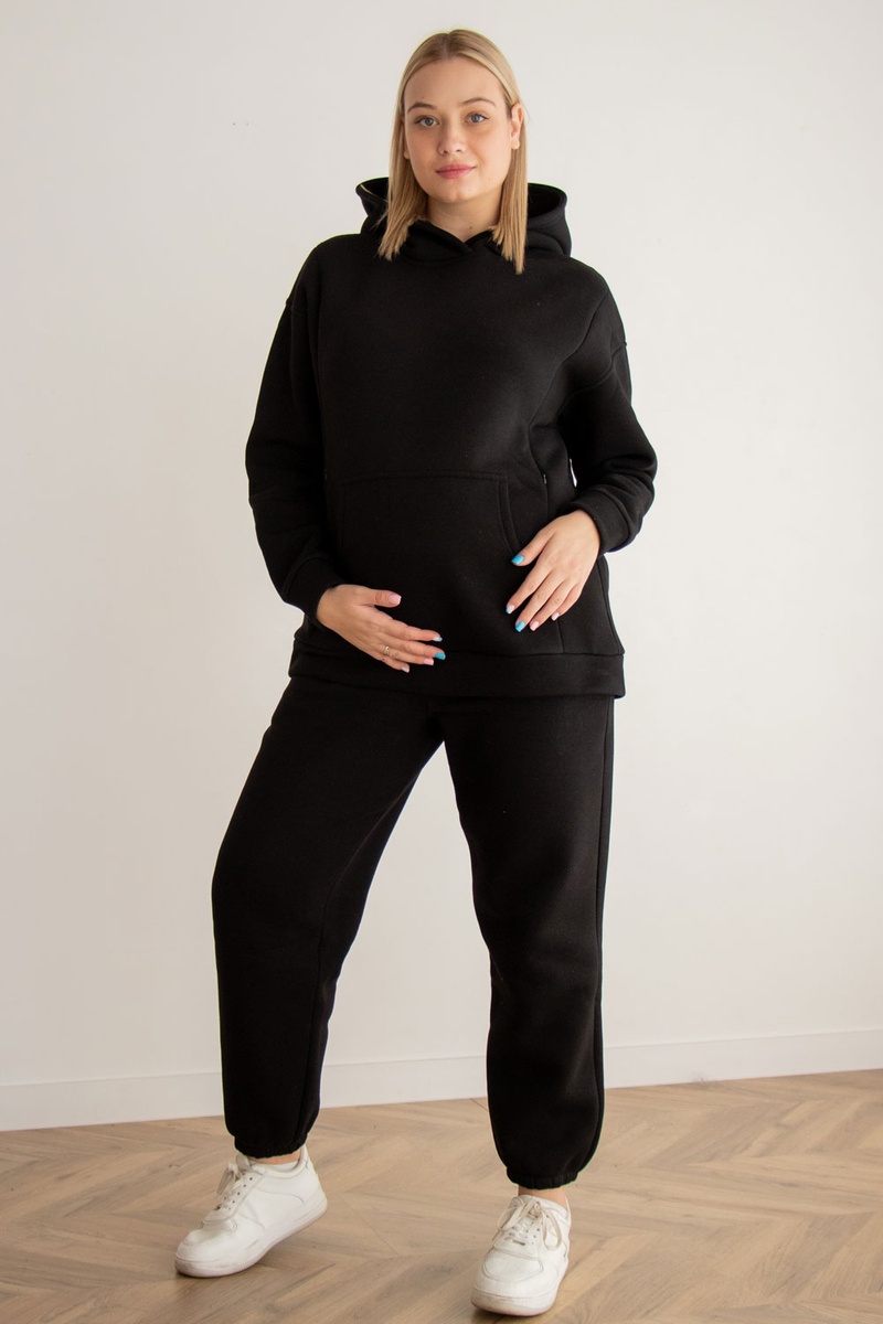 Спортивні костюми Спортивний костюм для вагітних і годуючих на флісі "Вільна", чорний, To be