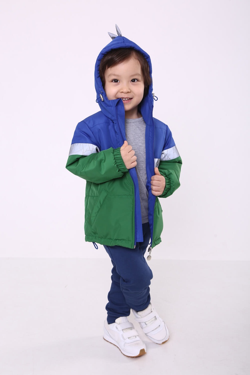 Куртки и пальто Куртка для мальчика Дино, сине-зеленая, Модный карапуз
