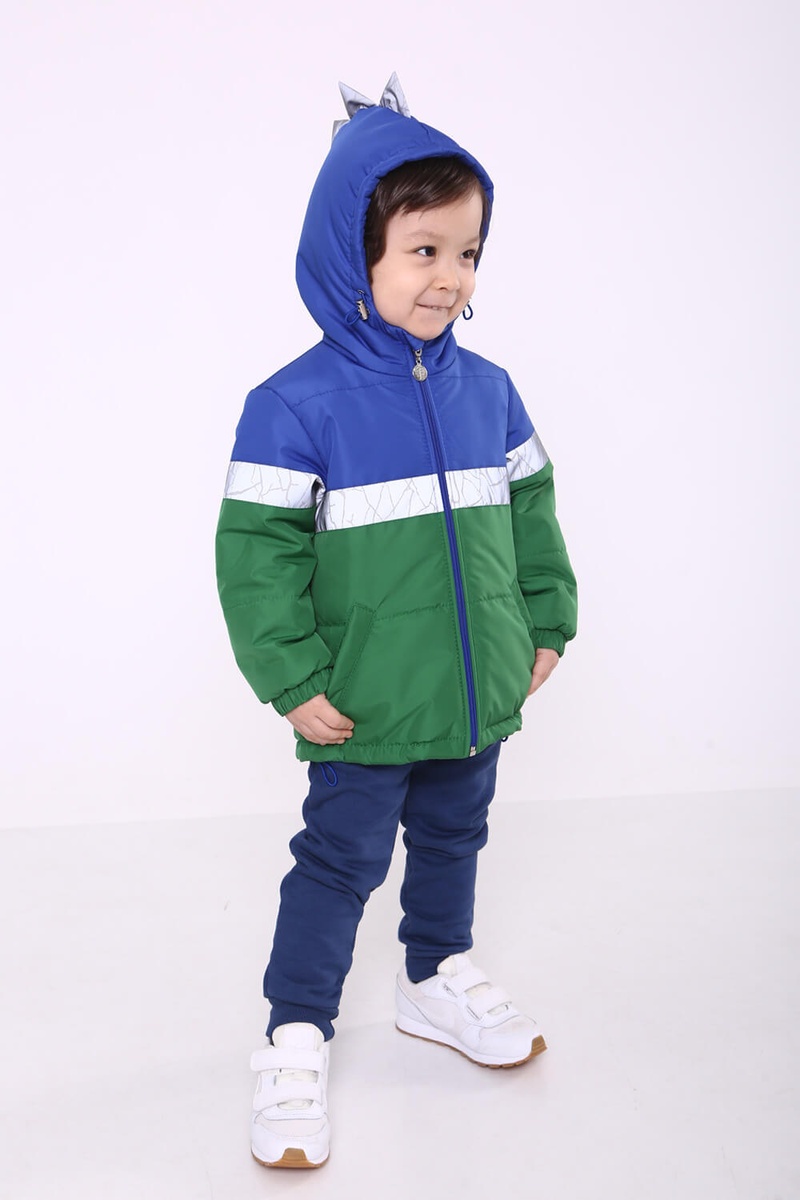 Куртки і пальта Куртка для хлопчика Діно, синьо-зелена, Модний карапуз