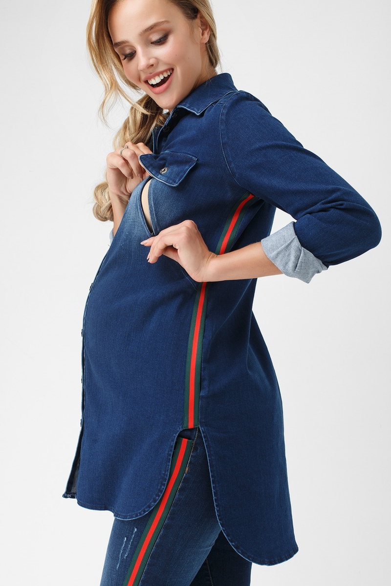Блузы, рубашки Рубашка джинсовая для беременности и кормления, ТМ Dianora