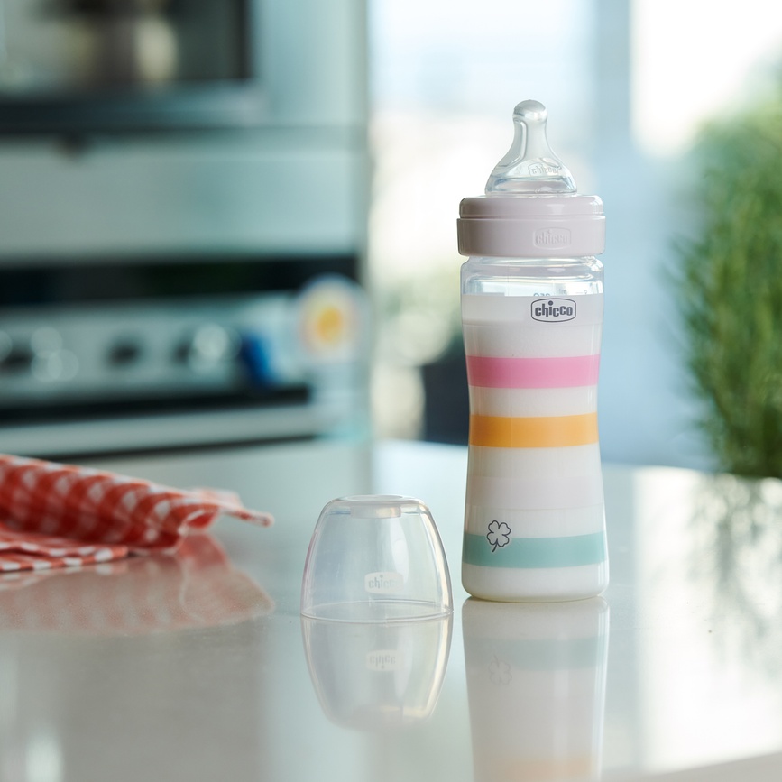 Бутылочки Бутылка пластик Chicco Well-Being Colors, светло-розовая, 250мл, соска силикон, 2м+, Chicco