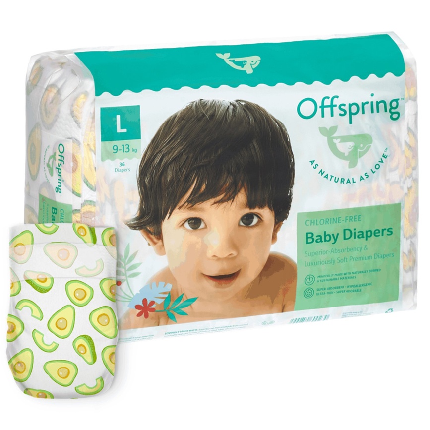 Підгузники Підгузки Offspring Avocuddle, розмір L, 9-13 кг, 36 шт., Offspring