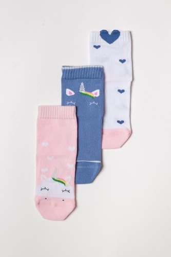 Носочки Носочки детские Единорог набор 3 шт, розовый, белый, синий, Мамин Дом