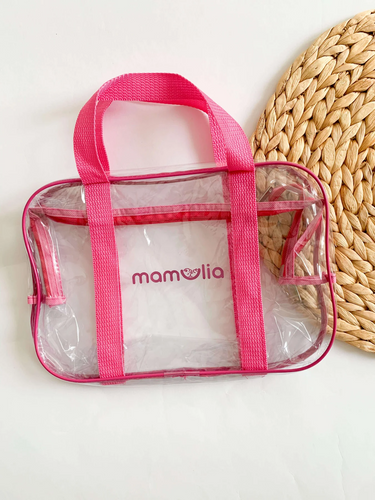 Удобные прозрачные сумки в роддом Прозрачная сумочка в роддом для мамы, розовая, Mamapack.